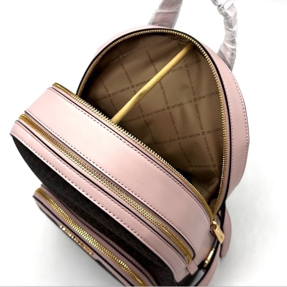 Michael Kors Medium Jaycee Zip Packet Backpack Brown/Light Pink - Picture 8 of 14